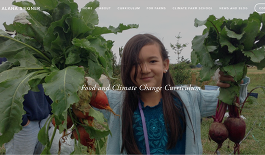 website homepage with child holding vegetables