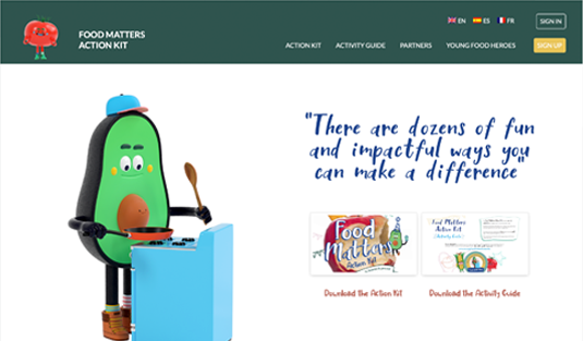 Food Matters Action Kit, cartoon of avocado cooking