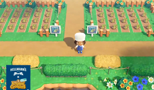 screenshot of game with character in vegetable garden